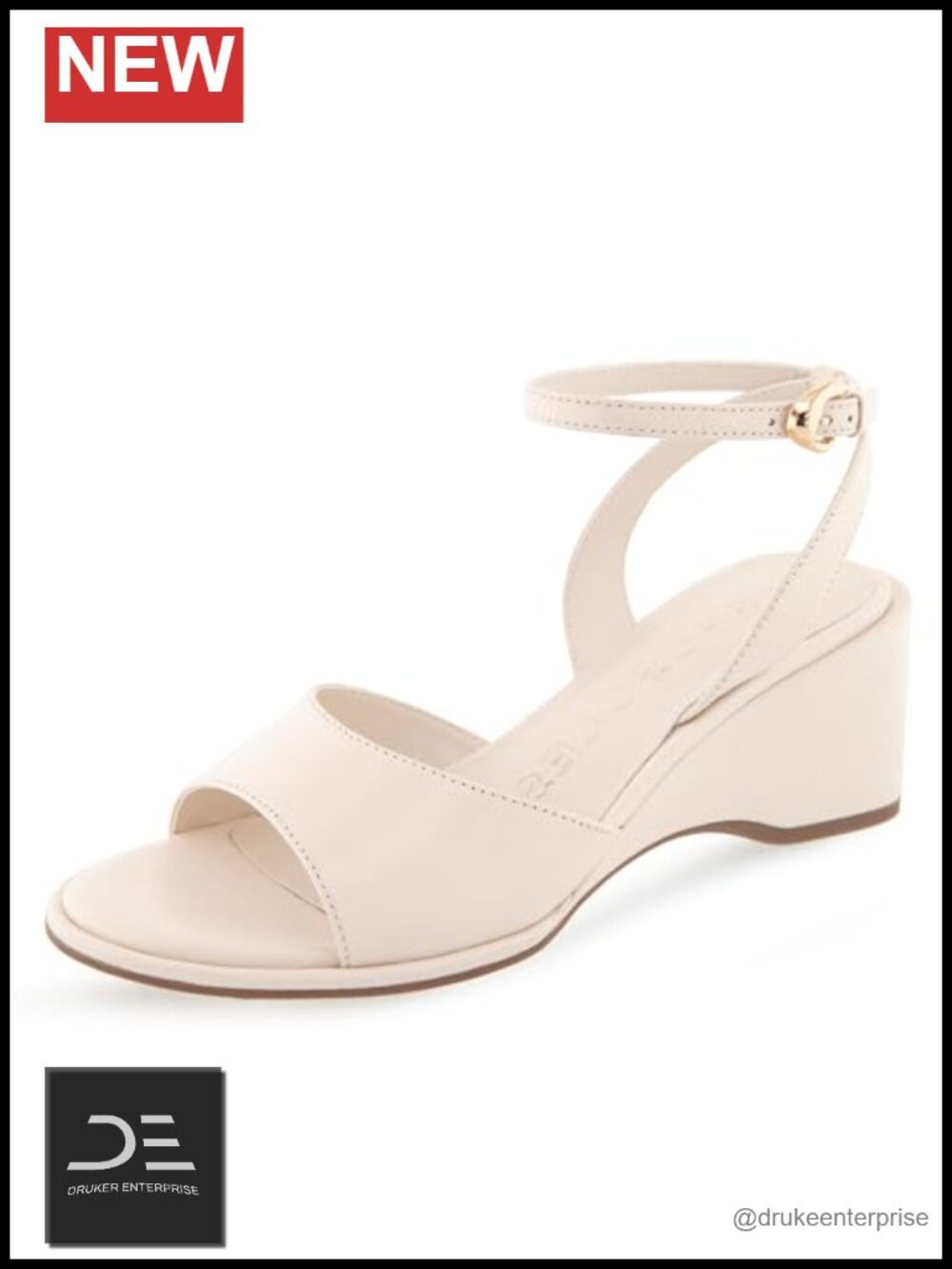 Genuine Leather Wedge Sandals Ankle Strap Buckle Comfort